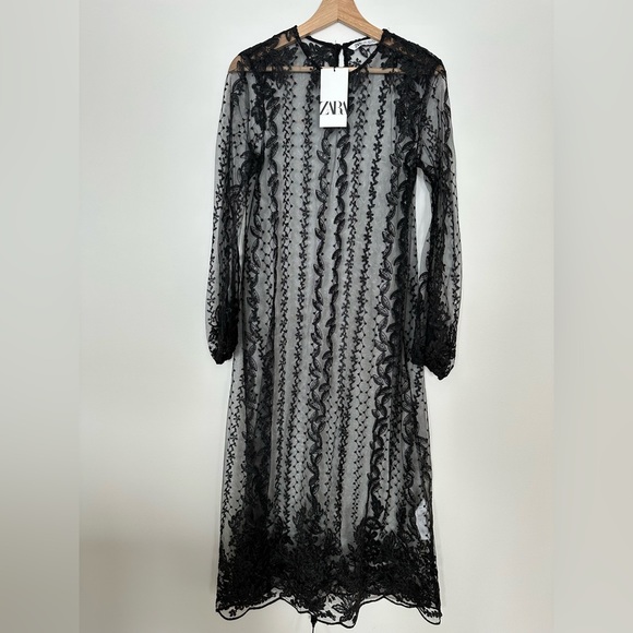 🚨SOLD🚨Zara Embroidered Sheer Dress - Picture 2 of 7